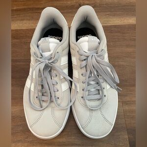 Adidas Women's Light Gray and White Sneakers